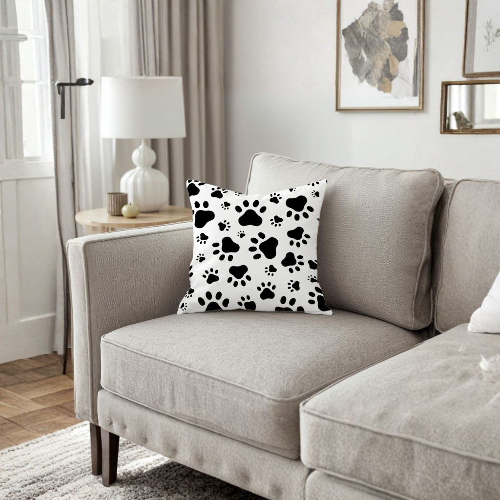 Black and White Paw Pattern Design Decorative pillow cover