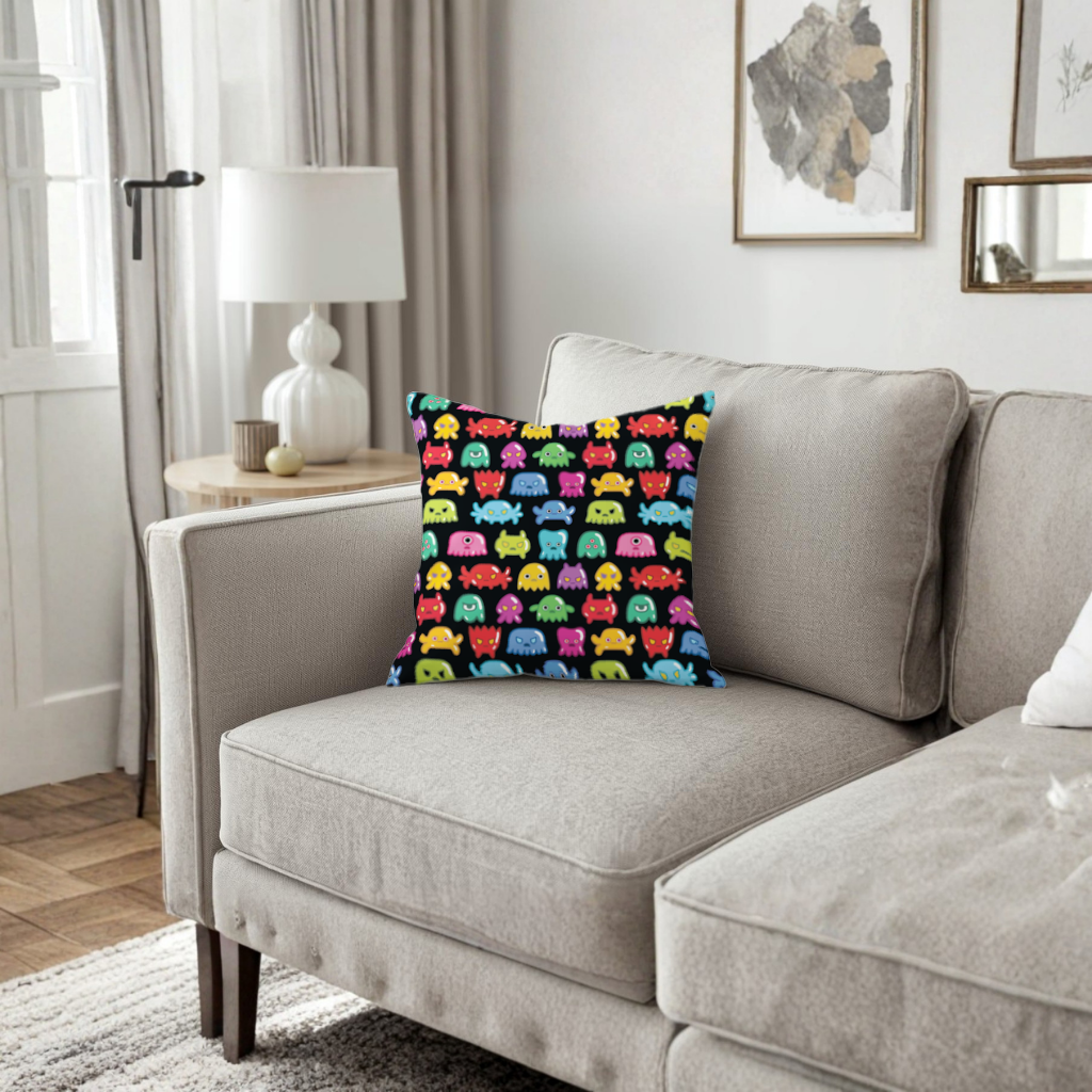 Cute Colorful Monsters Seamless Pattern Decorative pillow cover