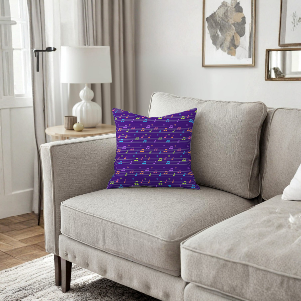 Colorful Music Notes and Modern Rhythm Seamless Pattern Decorative pillow cover