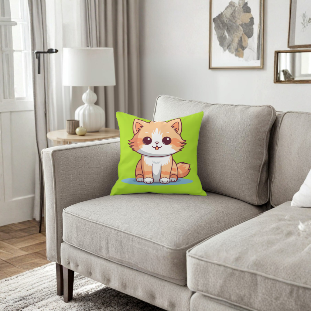 Cute Orange Cat Illustration Decorative pillow cover