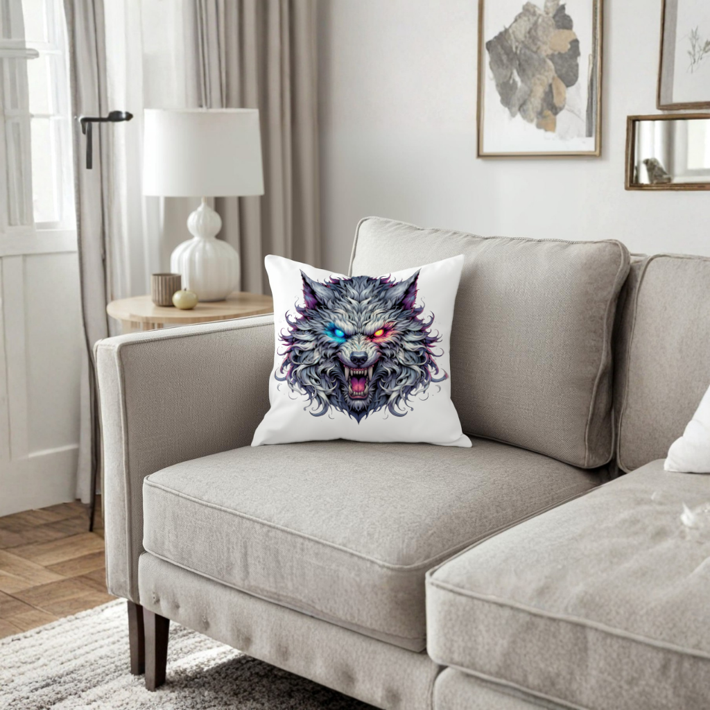 Fierce Wolf Head Illustration Heterochromia Eyes, Savage Wolf 