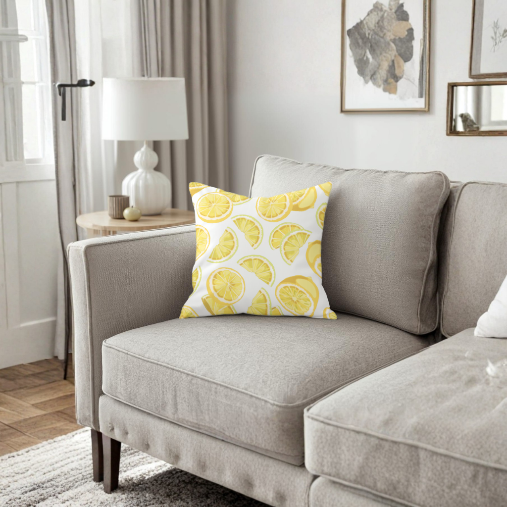 Fresh Lemon Slices Vibrant Summer Pattern Decorative pillow cover