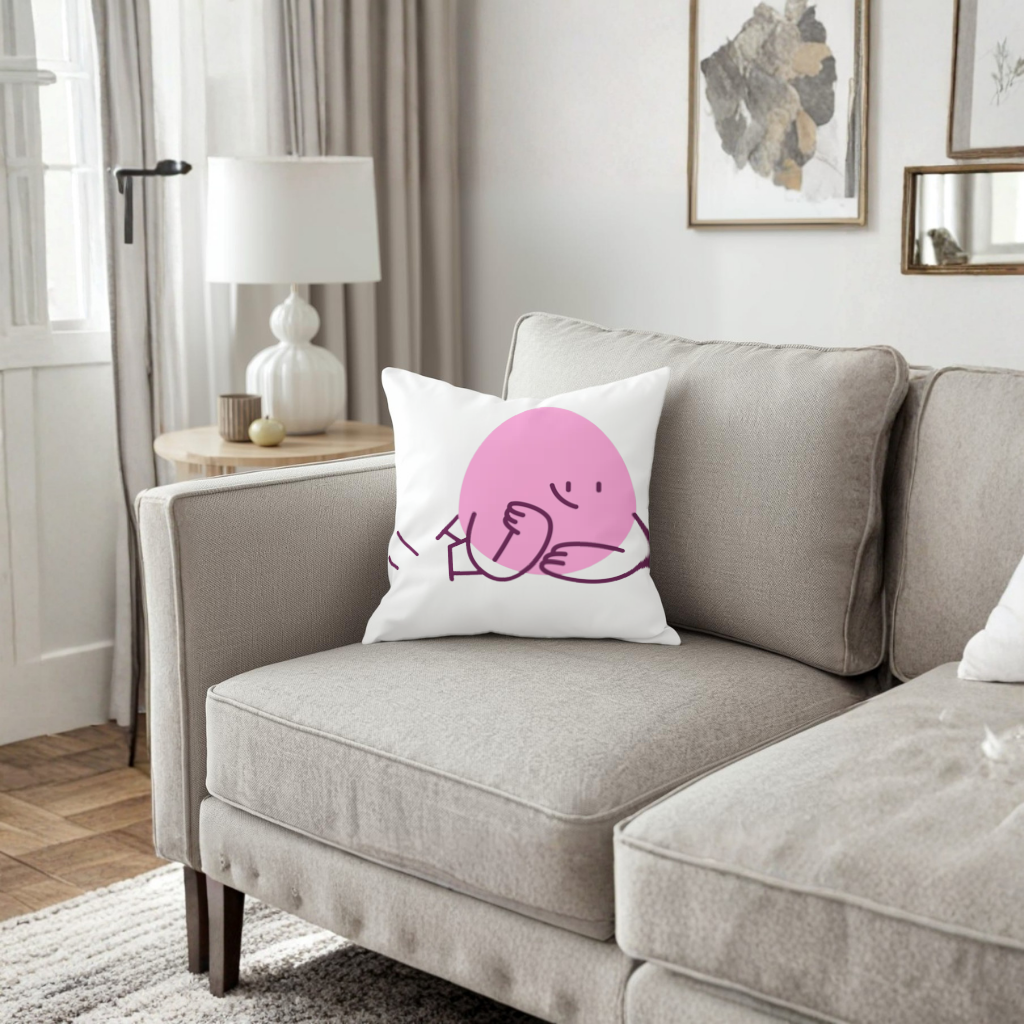 Cute Pink Lying Character Illustration Decorative pillow cover