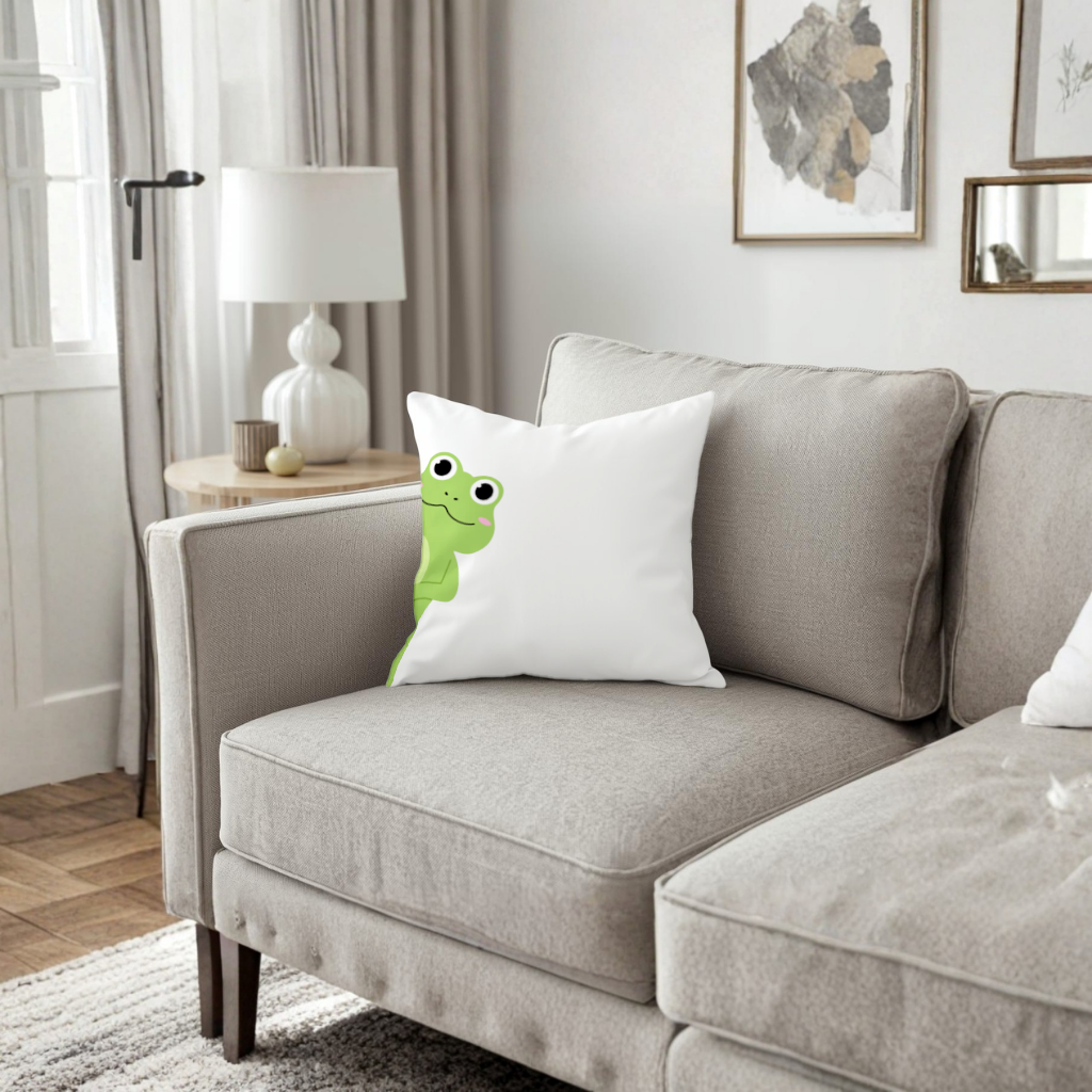 Cute Green Frog Peek-a-Boo Illustration 