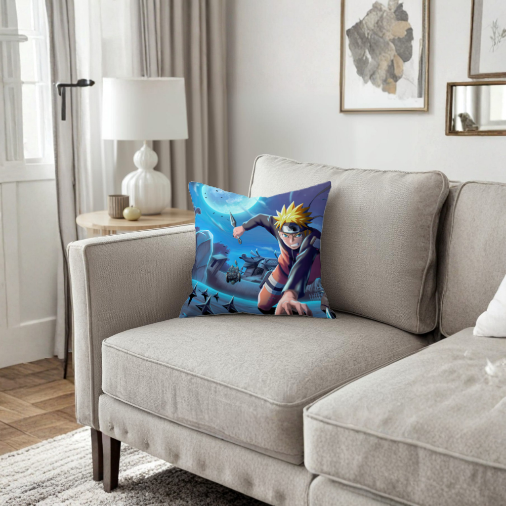 Naruto Uzumaki  Shinobi Strike Under the Moonlight Decorative pillow cover