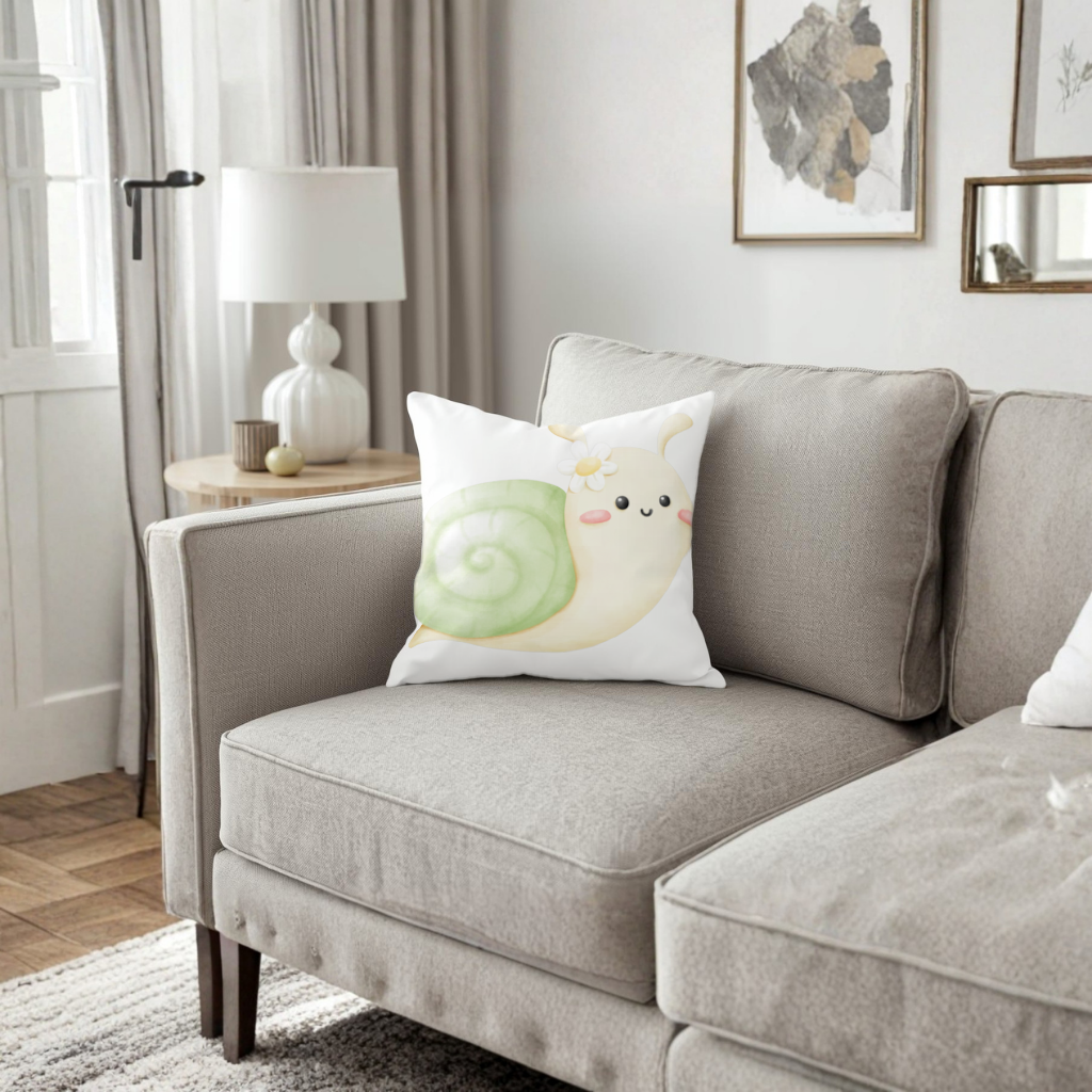 Cute Snail Illustration Decorative pillow cover
