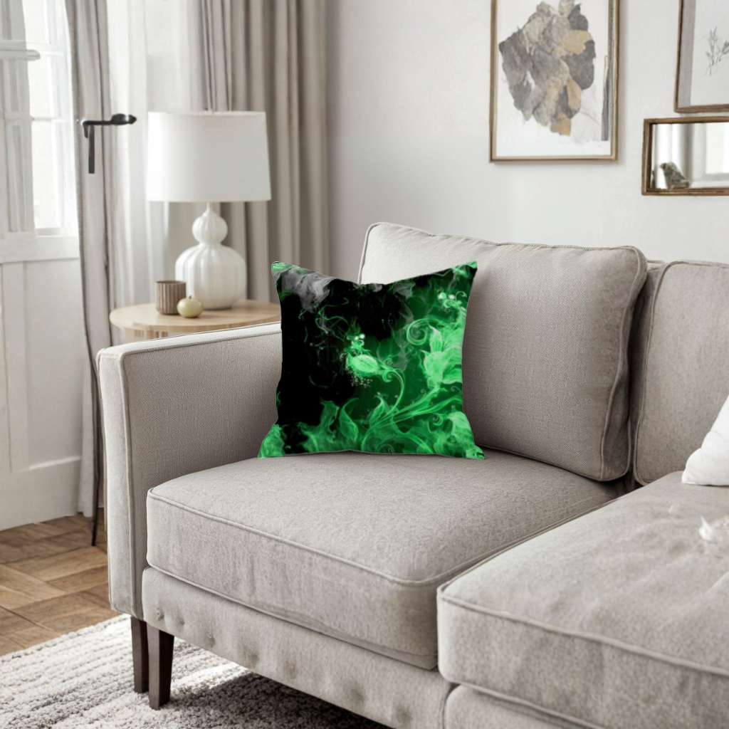 Yeşil siyah duman deseni. Dekoratif Kırlent Kılıfı