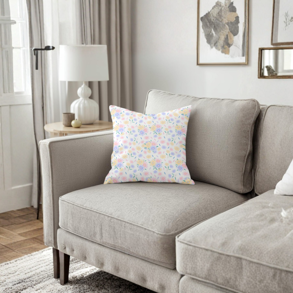Colorful Pastel Spring Floral Pattern Decorative pillow cover