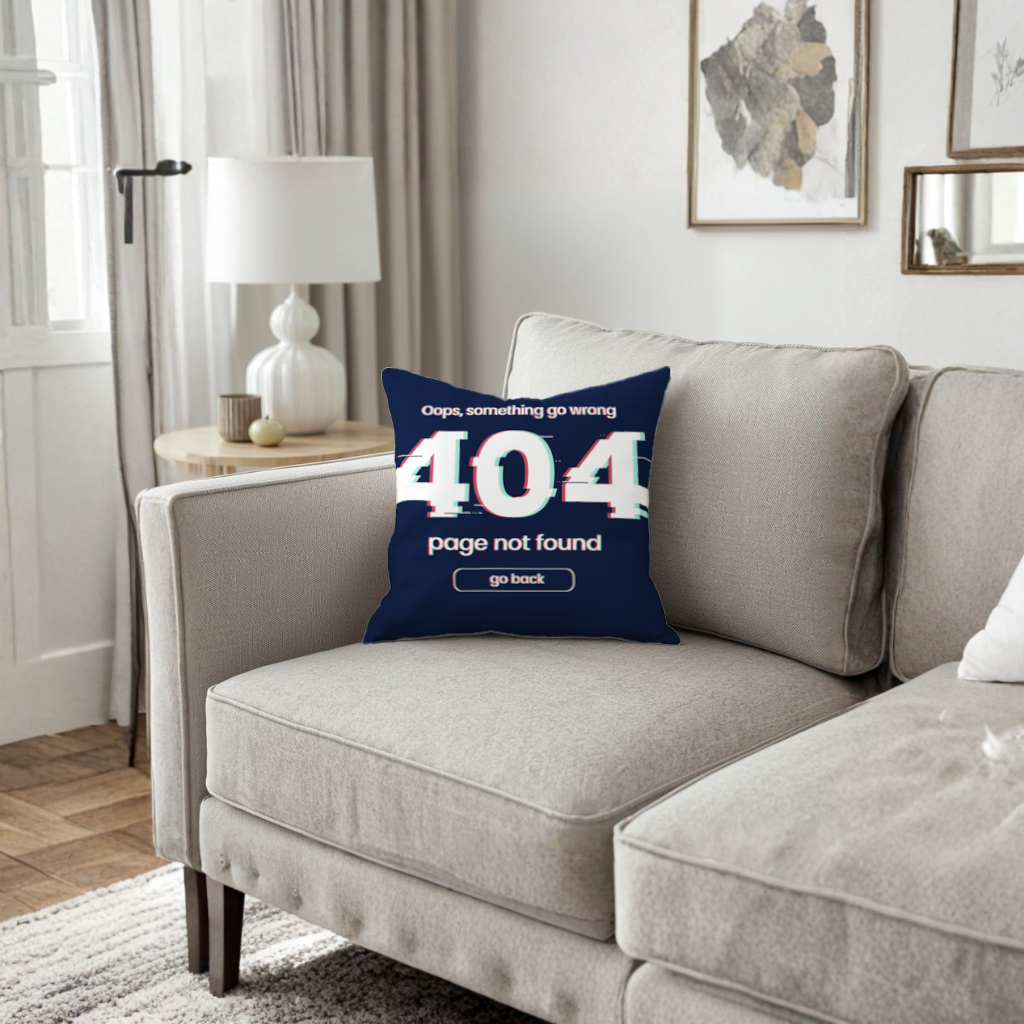 404 Error Glitch Design Decorative pillow cover