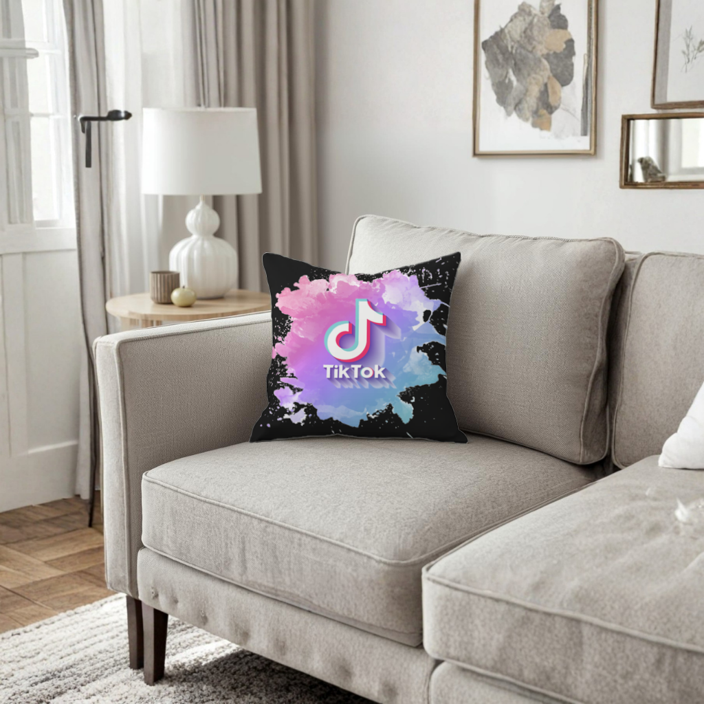 TikTok Logo with Watercolor Effect Decorative pillow cover
