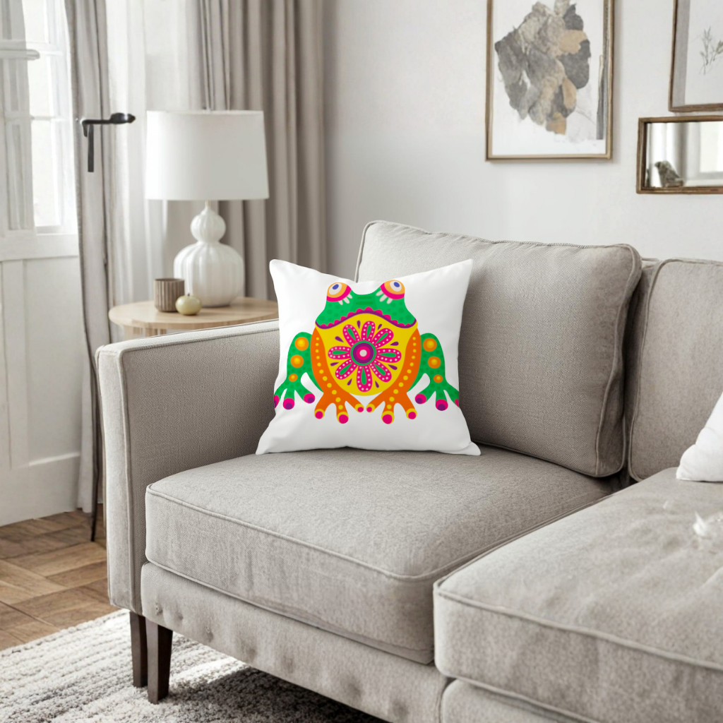 Mexican Alebrije Frog Decorative pillow cover