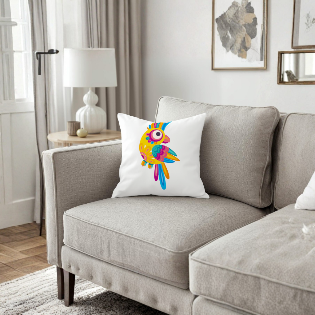 Vibrant Tropical Parrot Folk Decorative pillow cover