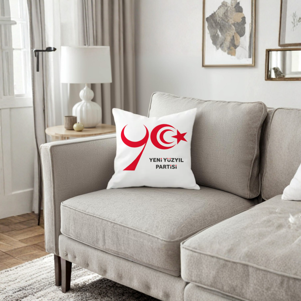 The Yeni Yüzyıl Party Logo on a White Background Decorative pillow cover