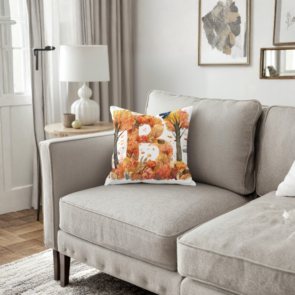 Fall Foliage Letter B Decorative pillow cover