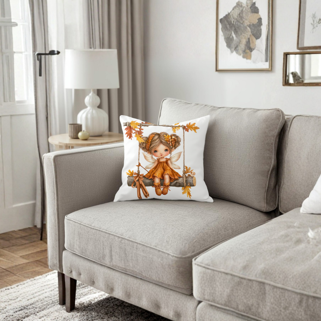 Sevimli Sonbahar Orman Perisi Dekoratif Kırlent Kılıfı