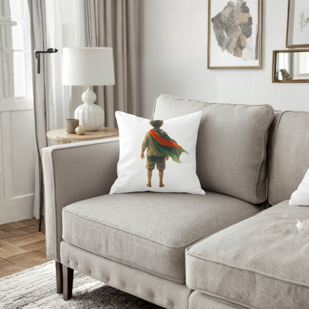 Dünyaya Arkasını Dönmüş Filistinli Çocuk Dekoratif Kırlent Kılıfı