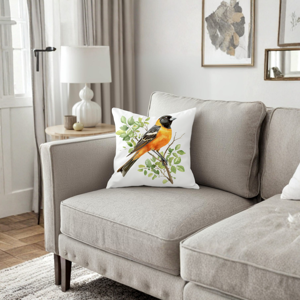 Baltimore Oriole on Branch Decorative pillow cover