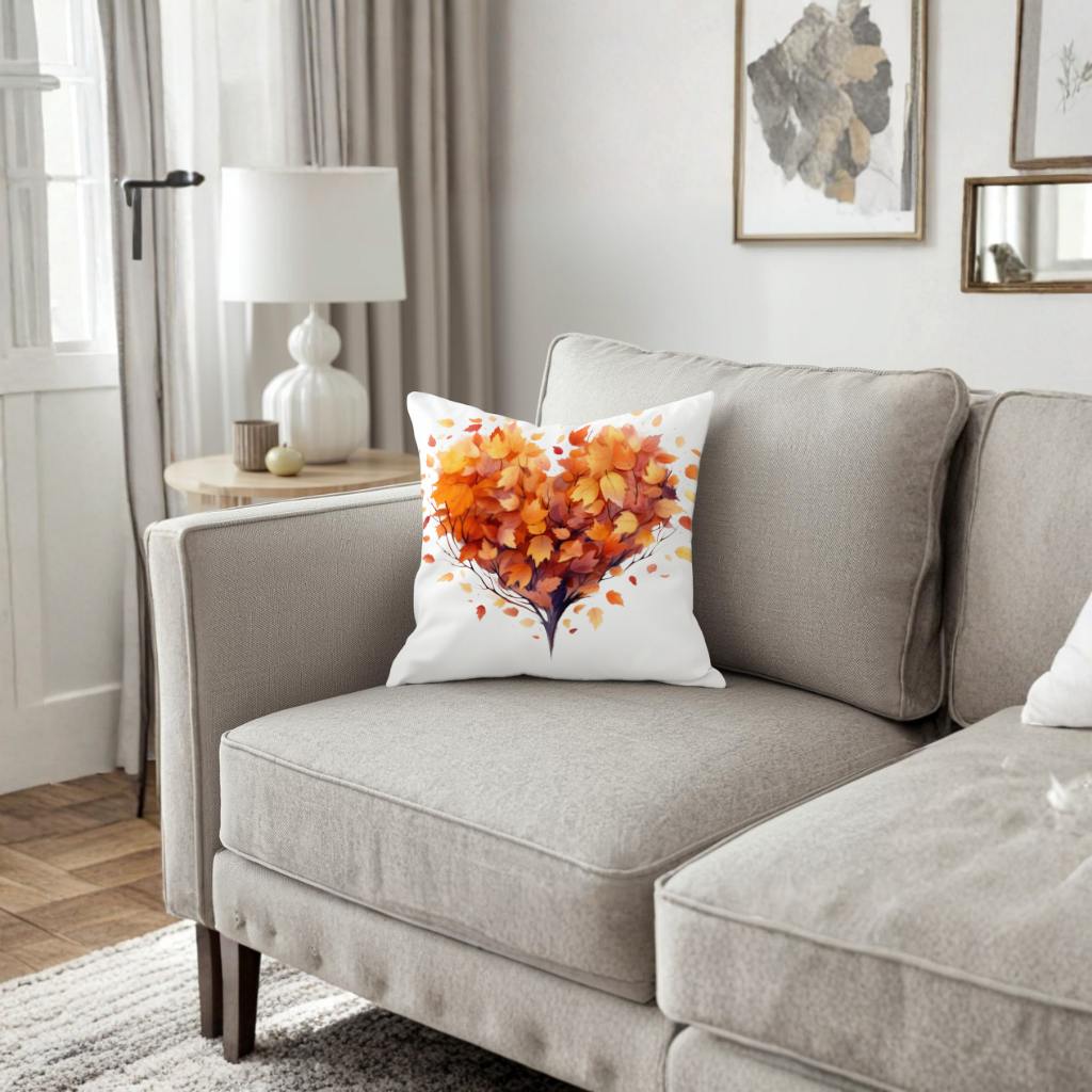 Autumn Leaf Heart Decorative pillow cover