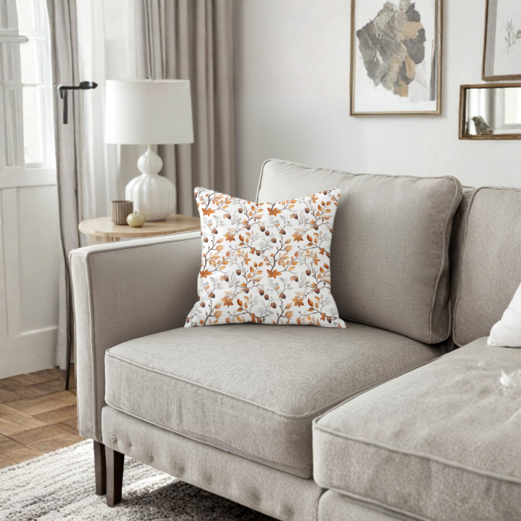 Watercolor Fall Acorns and Leaves Decorative pillow cover