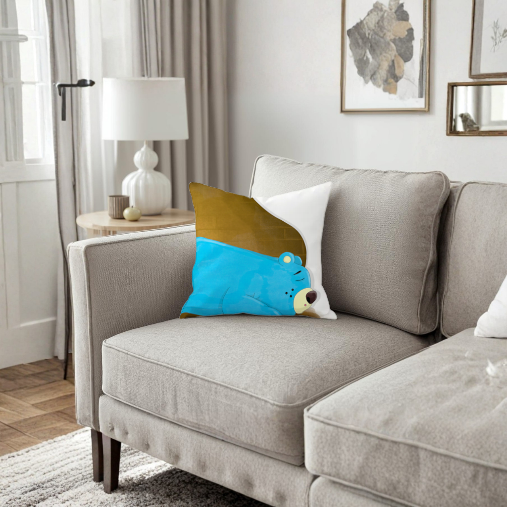 Blue teddy bear Pooli-Fairytale Character Decorative pillow cover