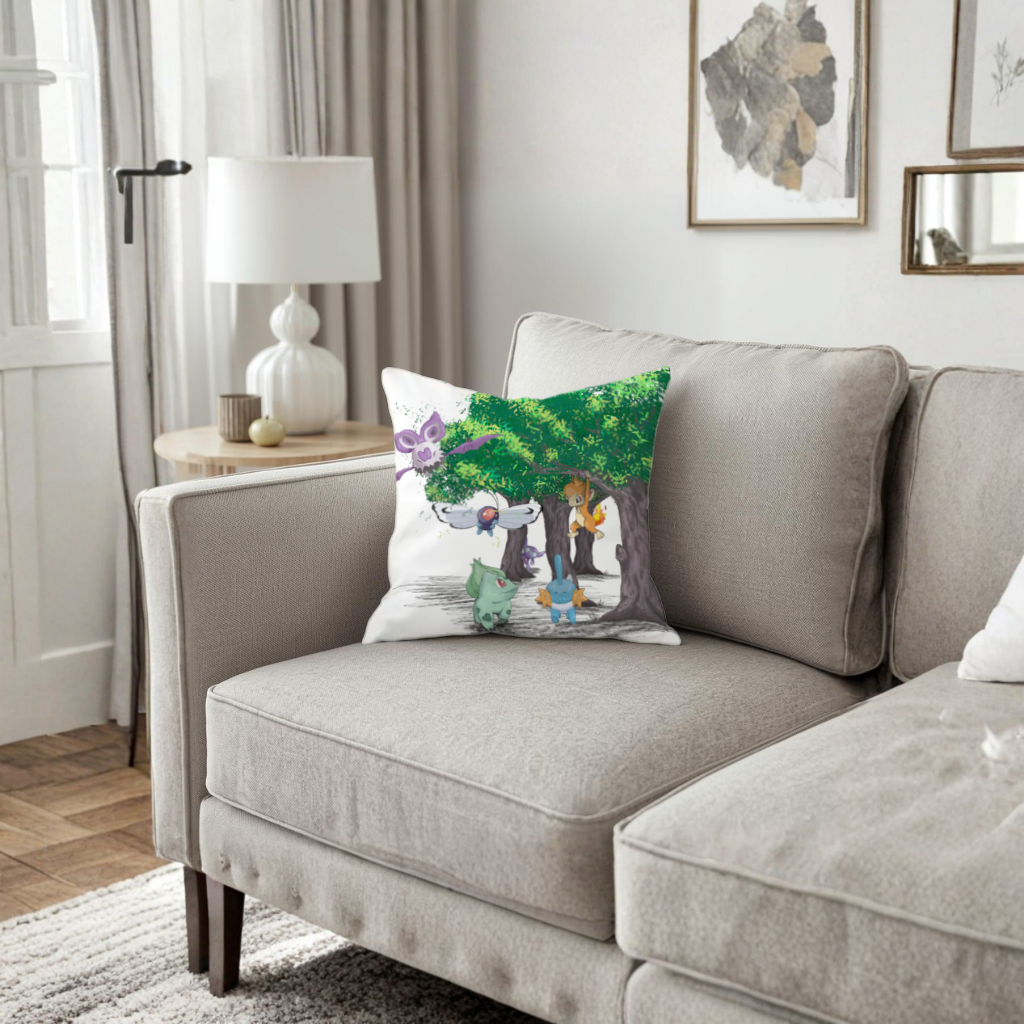 Fanmade Fakemon Characters, happy friends, anime characters Decorative pillow cover