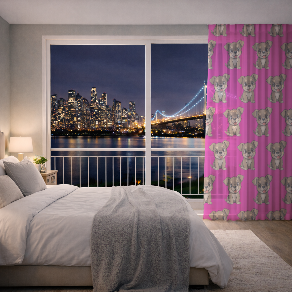 Cute Dog Illustration on Pink Background 