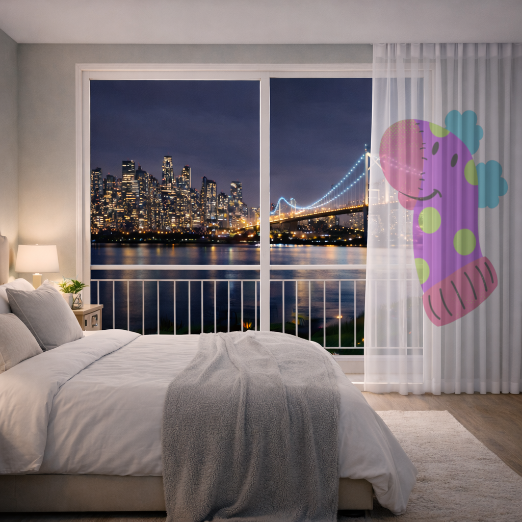 Cute Colorful Dinosaur Illustration Sheer Curtain