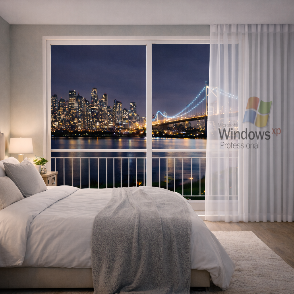 Digital Nostalgia Windows XP Iconic Logo Sheer Curtain