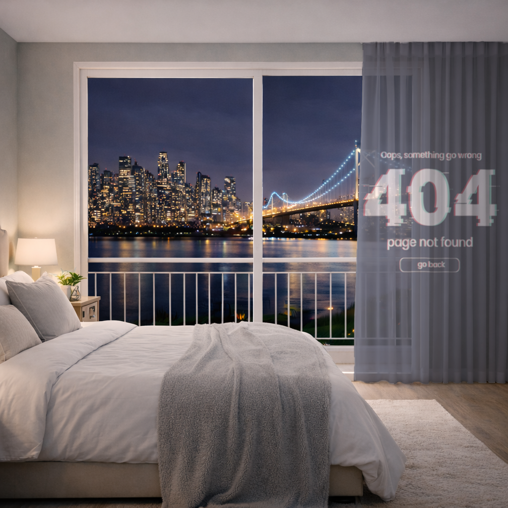 Hata 404 Glitch Tasarımı Tül Perde