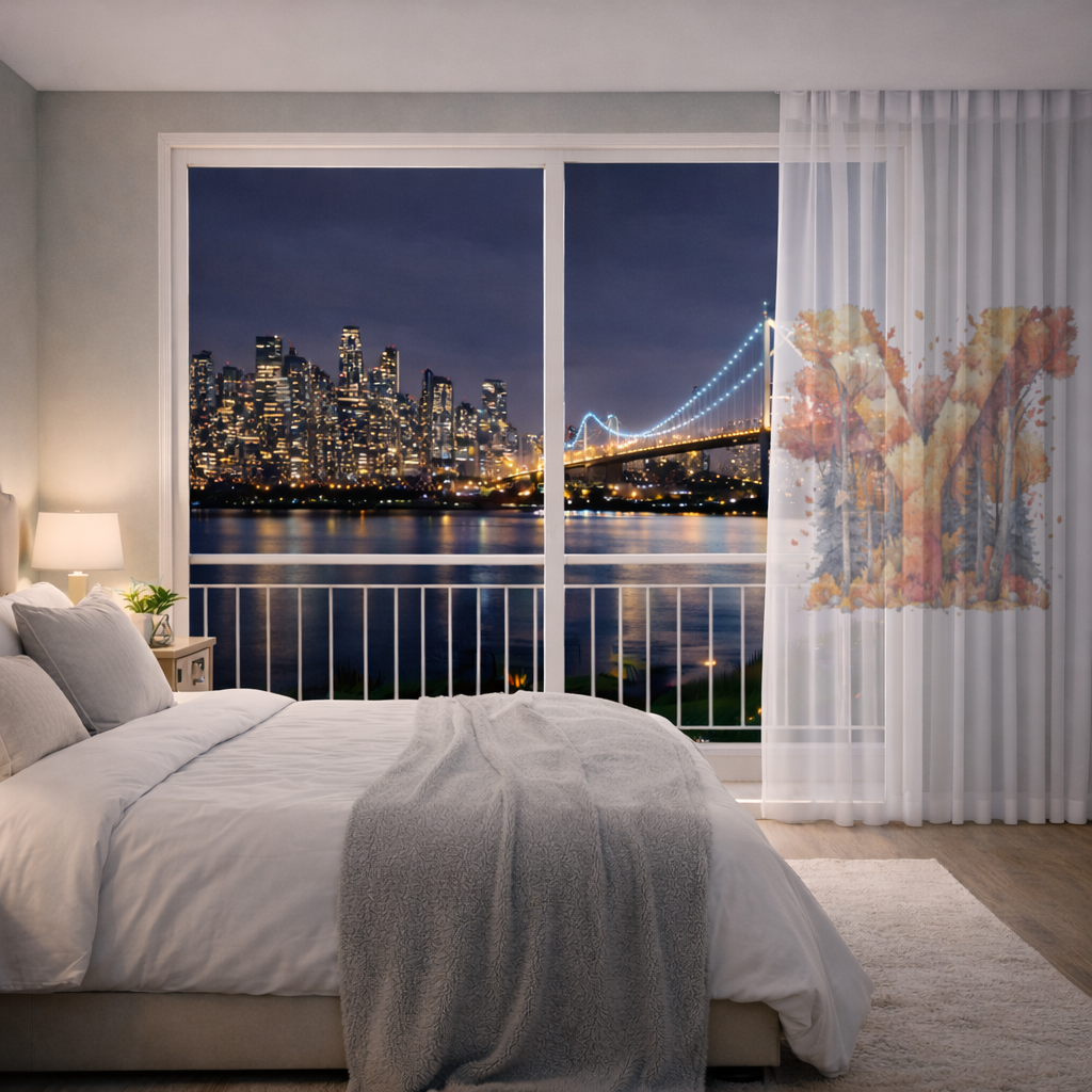 Autumn Forest Letter Y Sheer Curtain