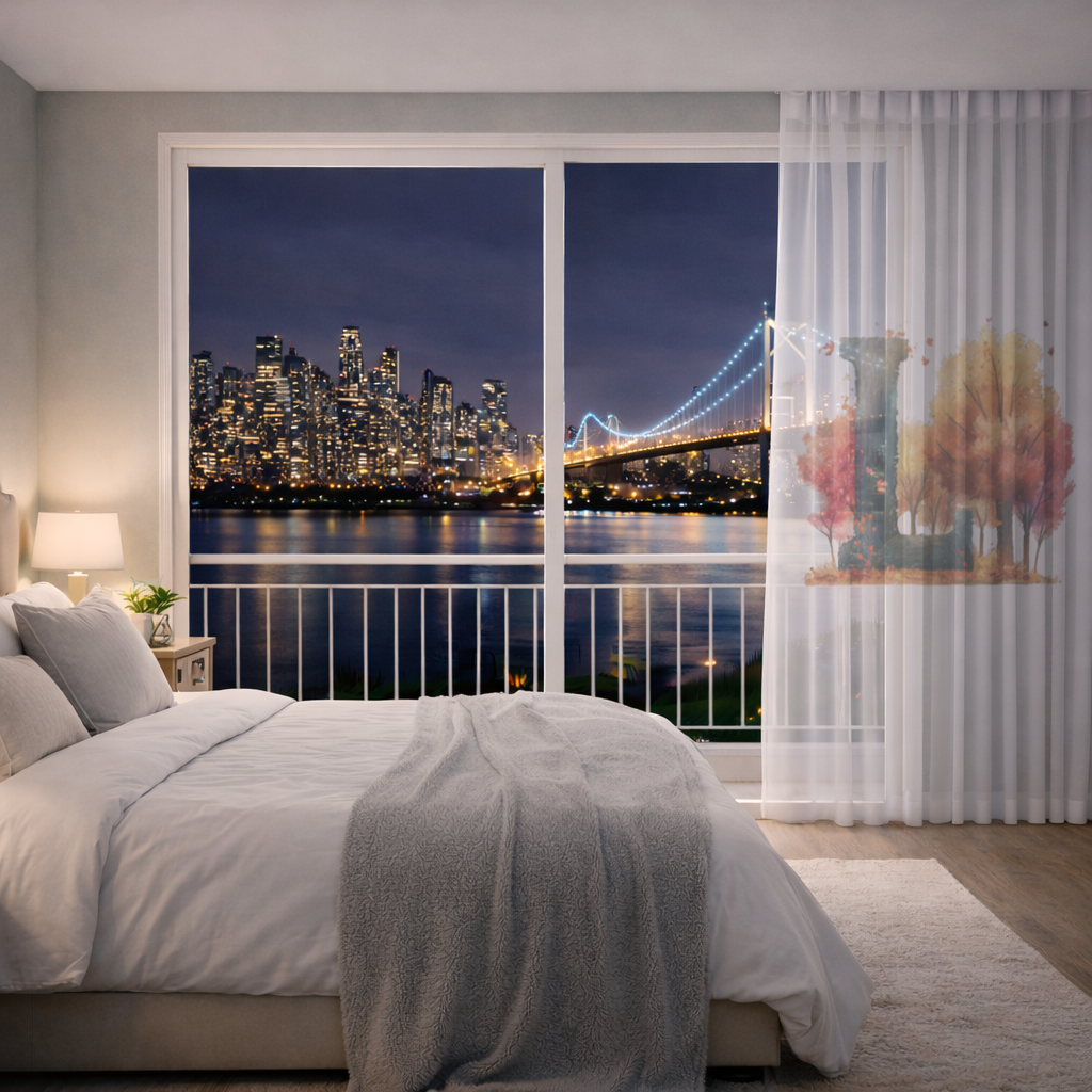 Autumn Forest Letter L Sheer Curtain