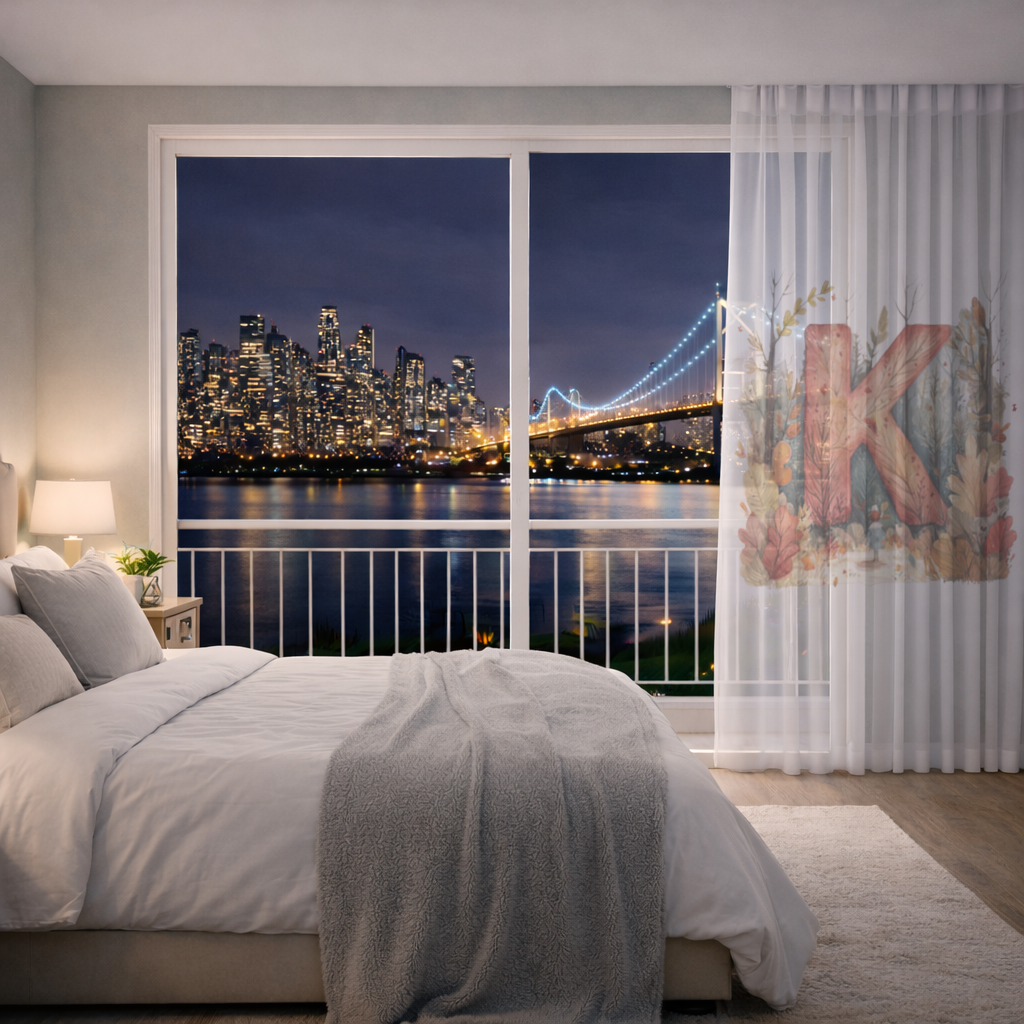 Autumn Forest Letter K Sheer Curtain