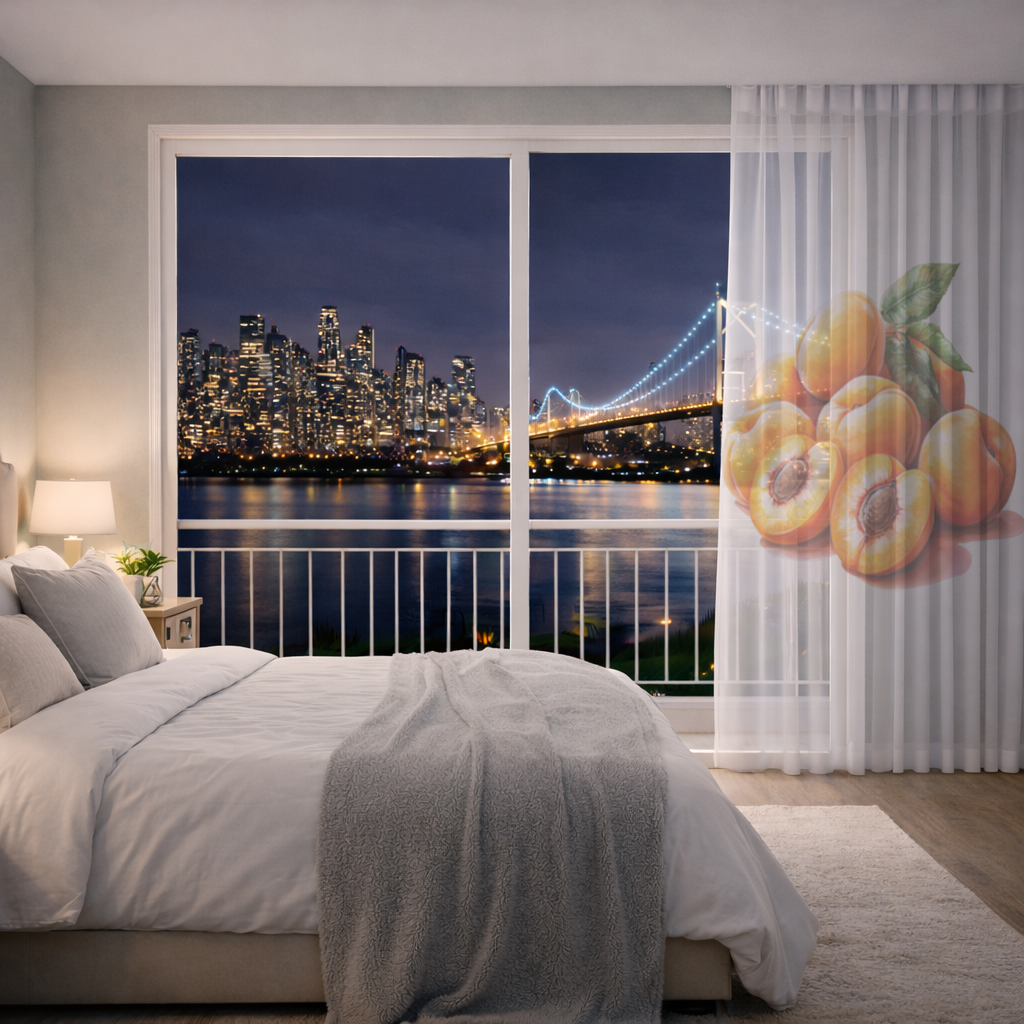 Watercolor Apricot and Leaves 