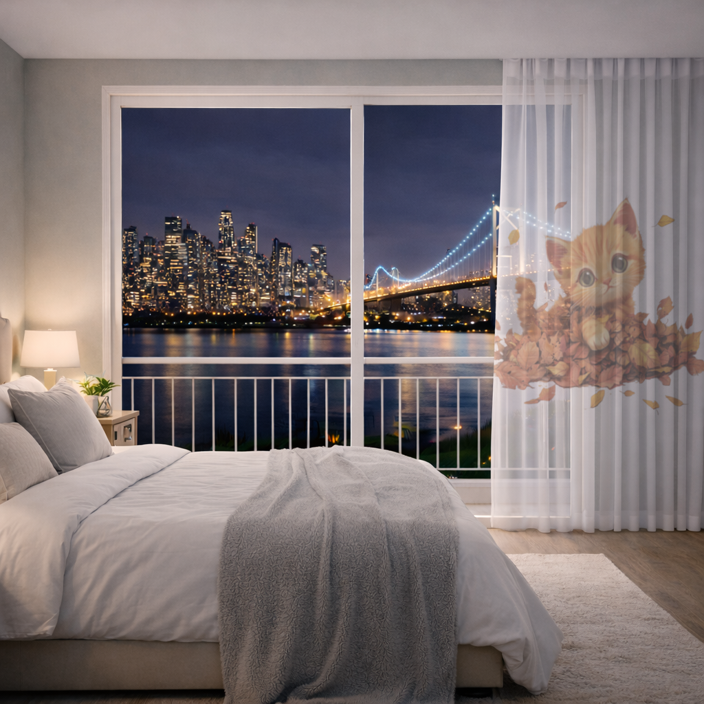 Ginger Kitten in Autumn Leaves 