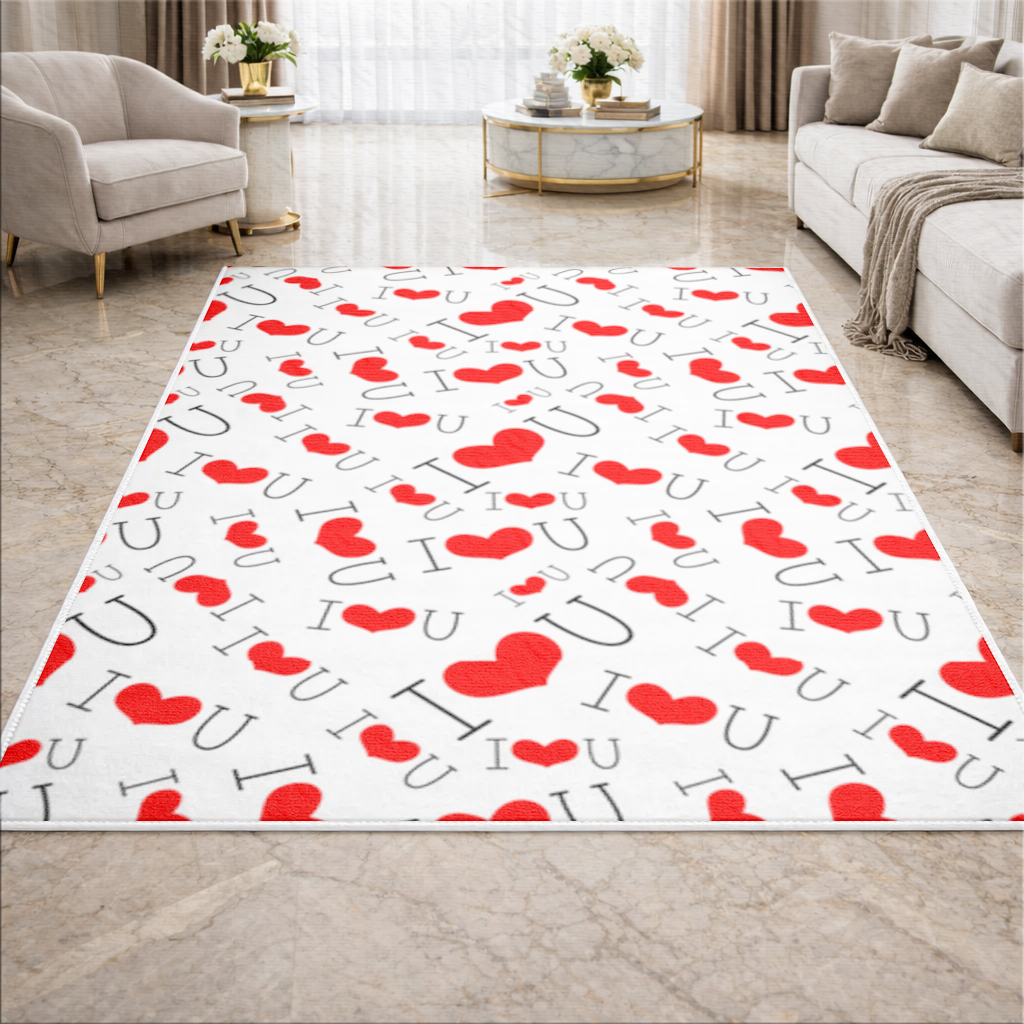 Valentines Day I Love You Heart Pattern Romantic Design Living room carpet