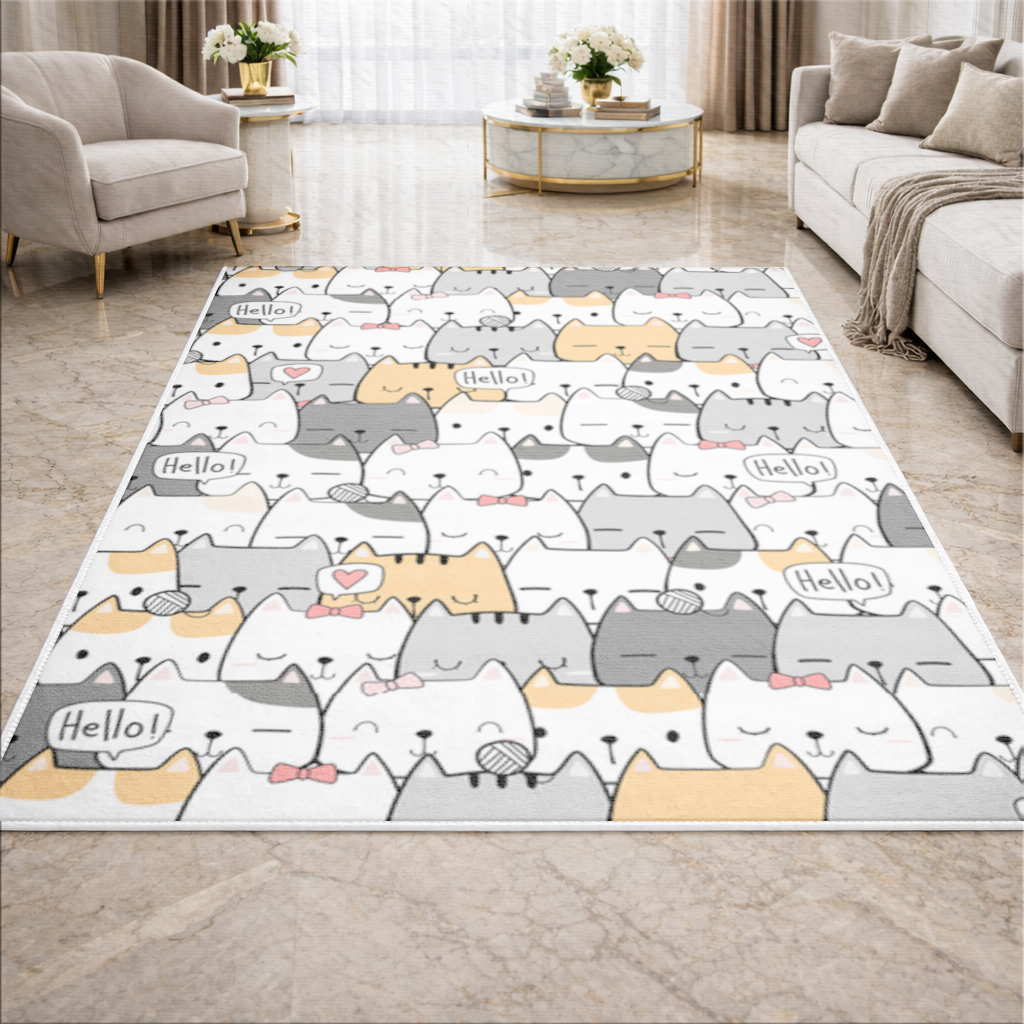 Cute Cartoon Cats Pattern with Speech Bubbles 