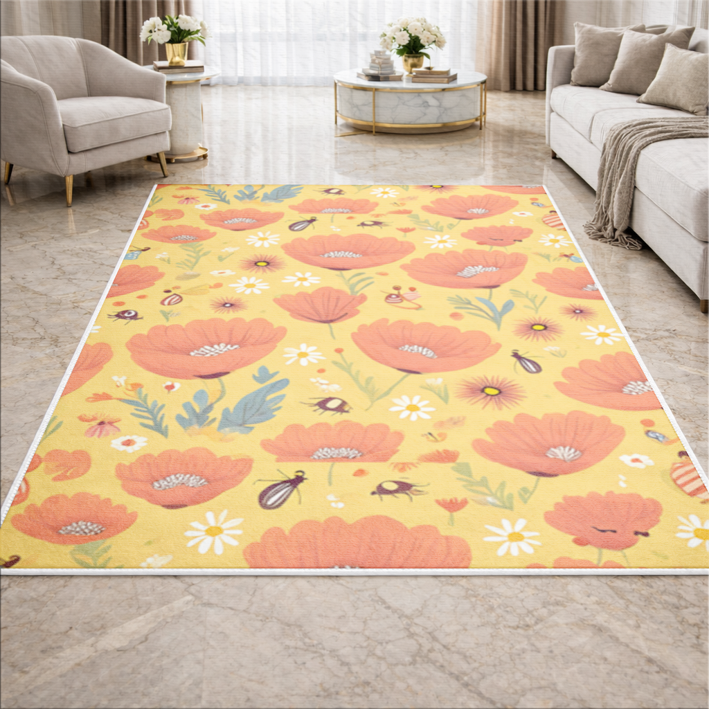 Floral  Insect Pattern  Colorful Design Living room carpet