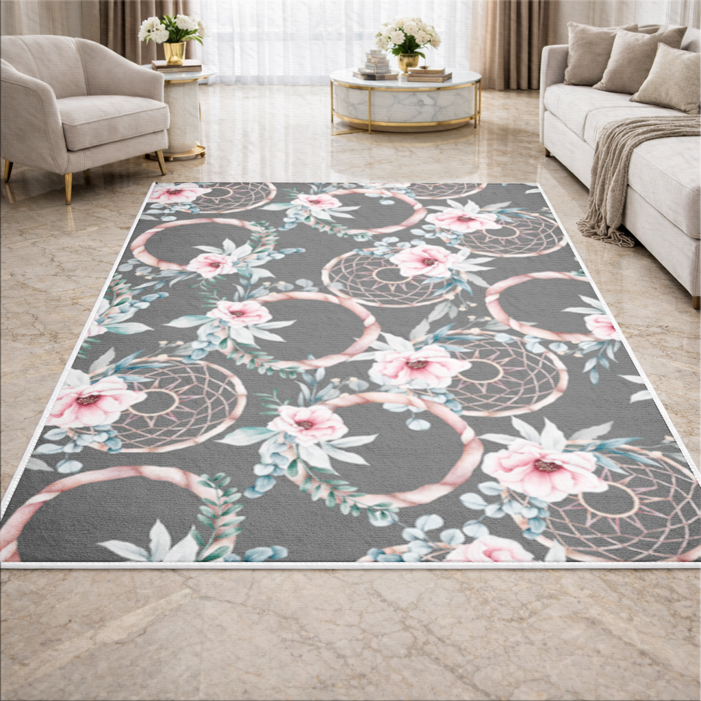 Boho Floral Dreamcatcher Pattern Living room carpet