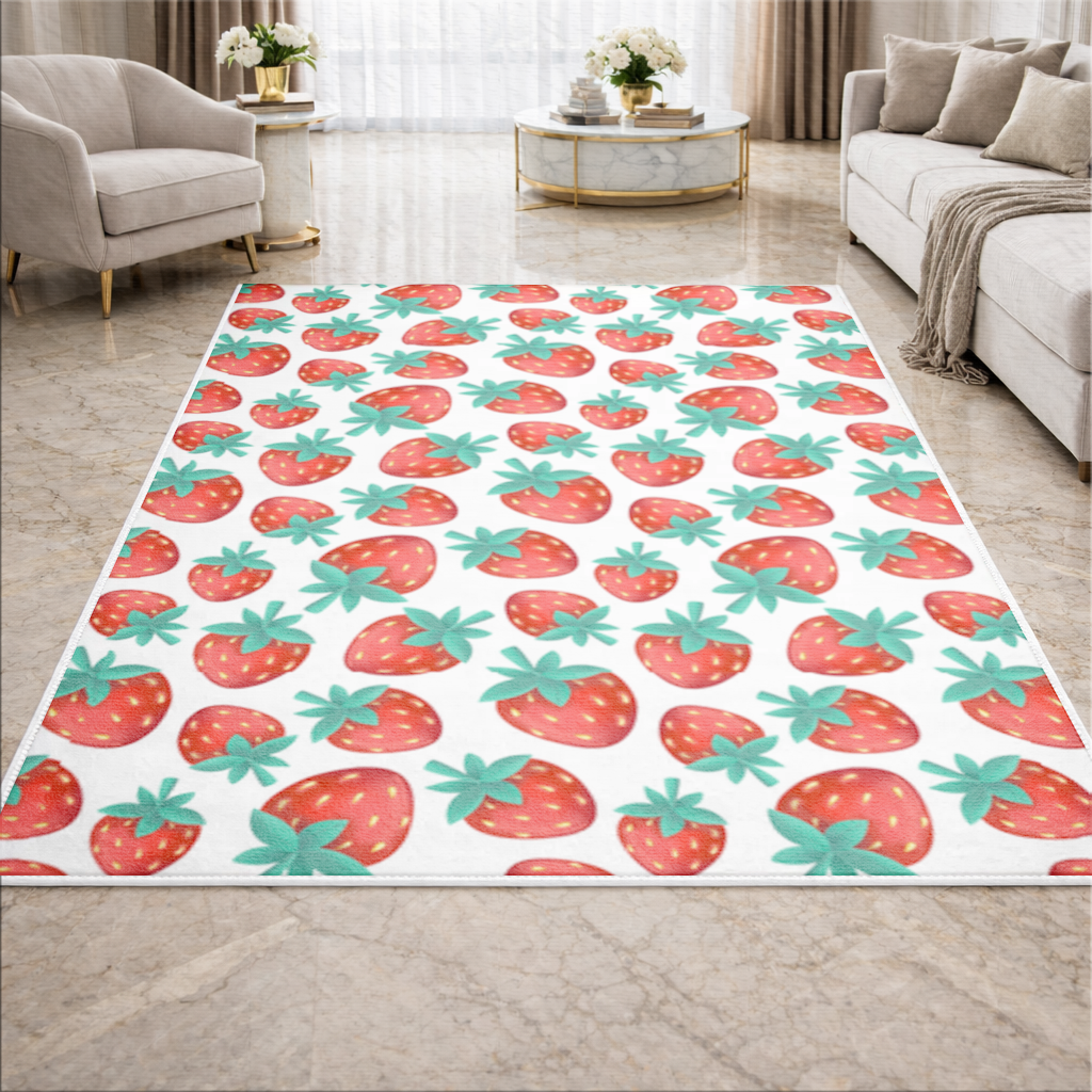 Vibrant Red Strawberry Summer Pattern Living room carpet