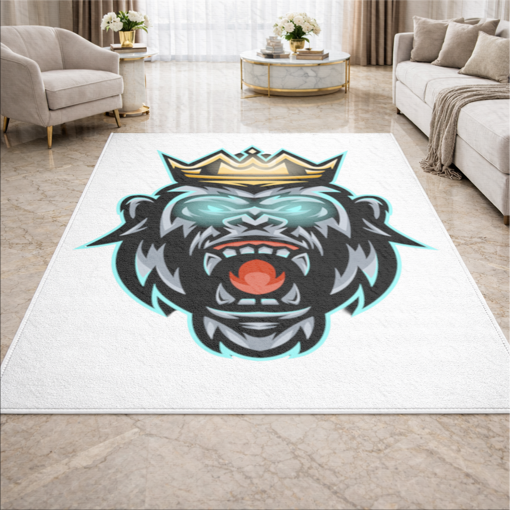 Angry Gorilla King with Crown Graphic - Neon Mascot Design Living room carpet