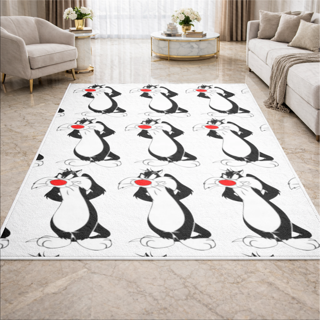 Funny Cartoon Cat Illustration Living room carpet