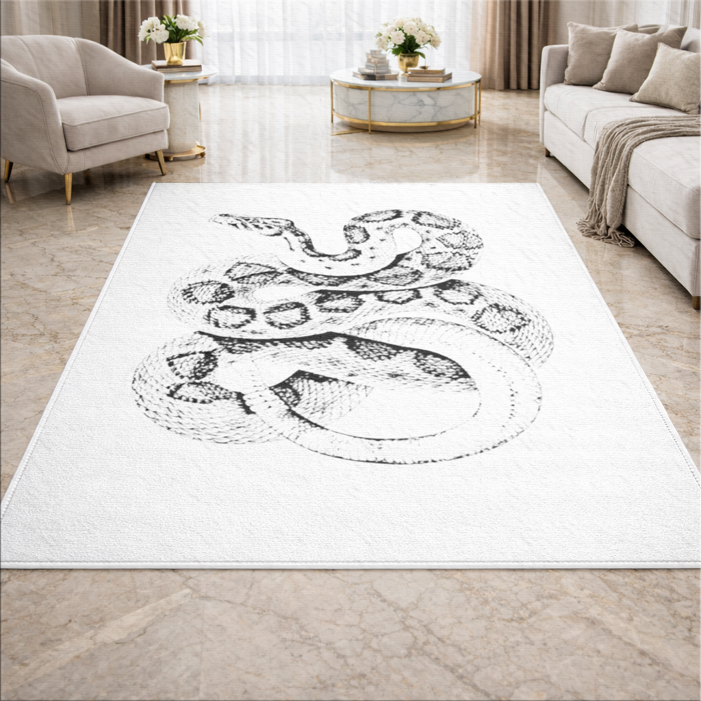Detailed Vintage Rattlesnake Illustration Living room carpet