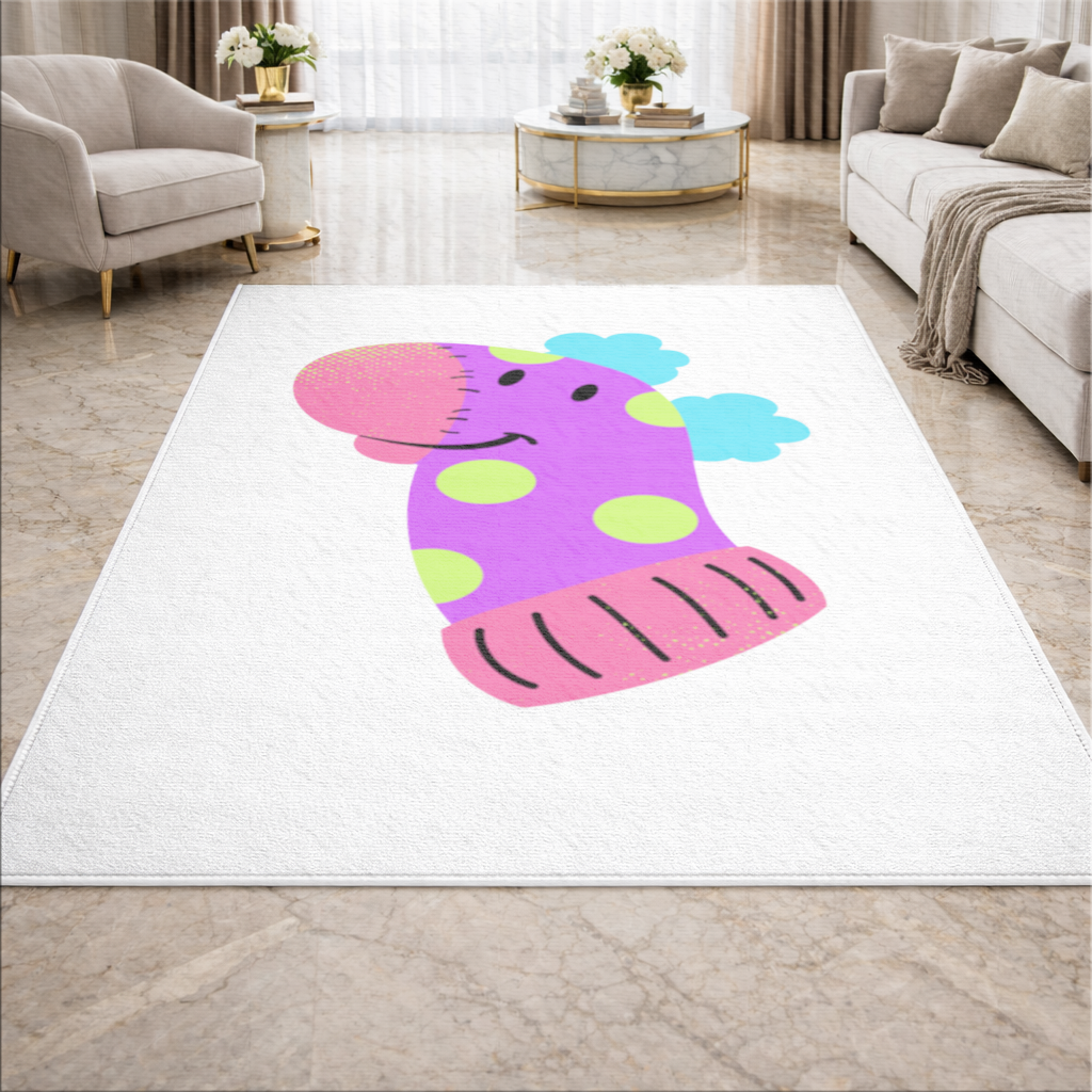Sevimli Renkli Dinozor Çizimi Salon Halısı