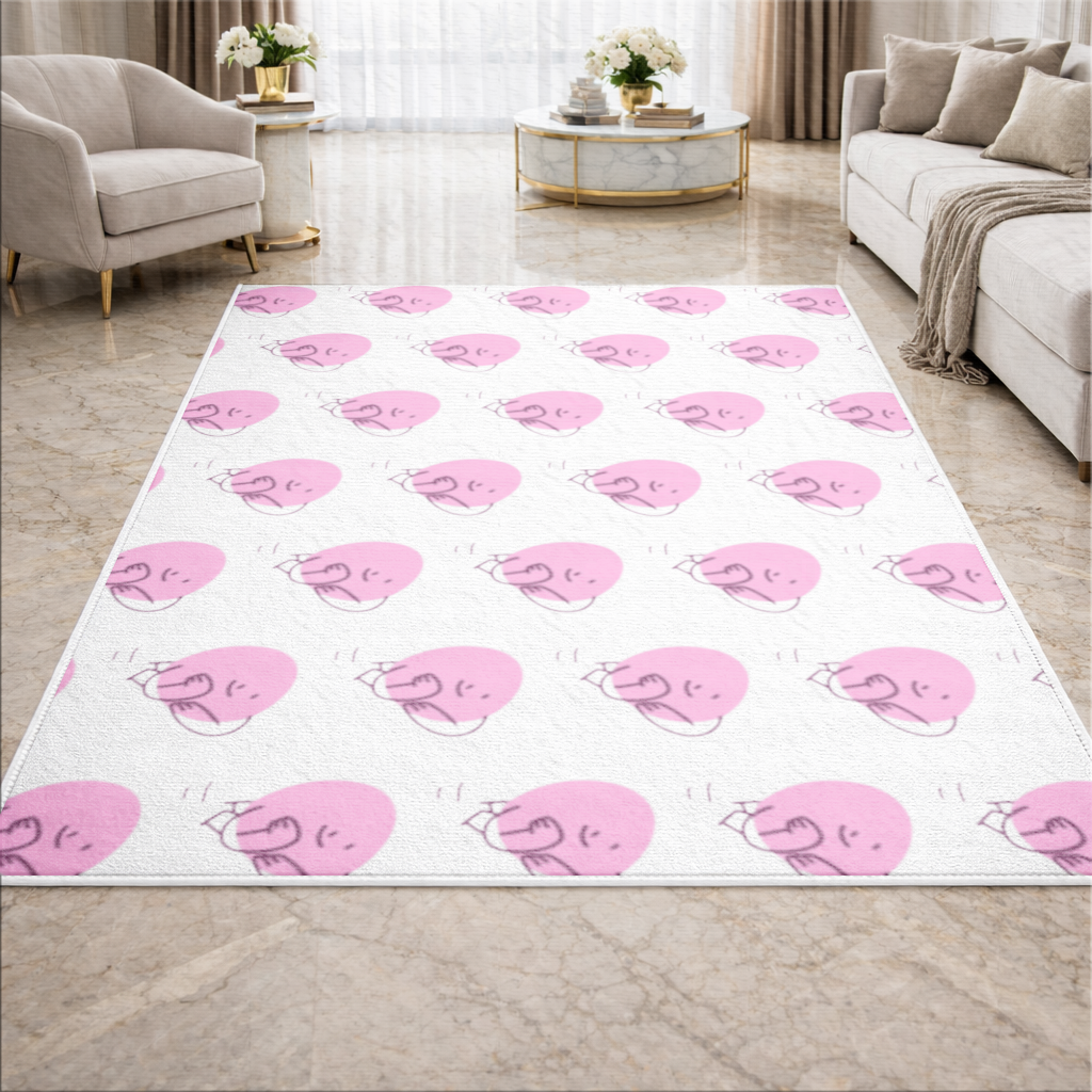 Cute Pink Lying Character Illustration Living room carpet