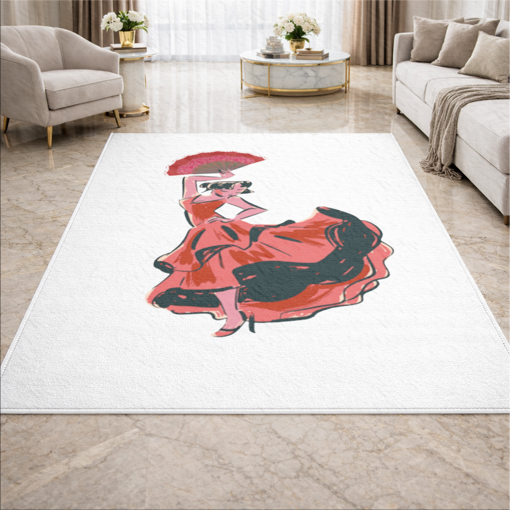 Flamenco Dancer with Fan Illustration Living room carpet