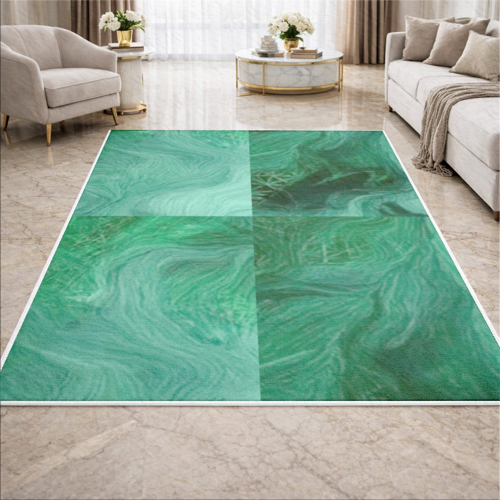 Yeşil ve siyah ebru. Salon Halısı