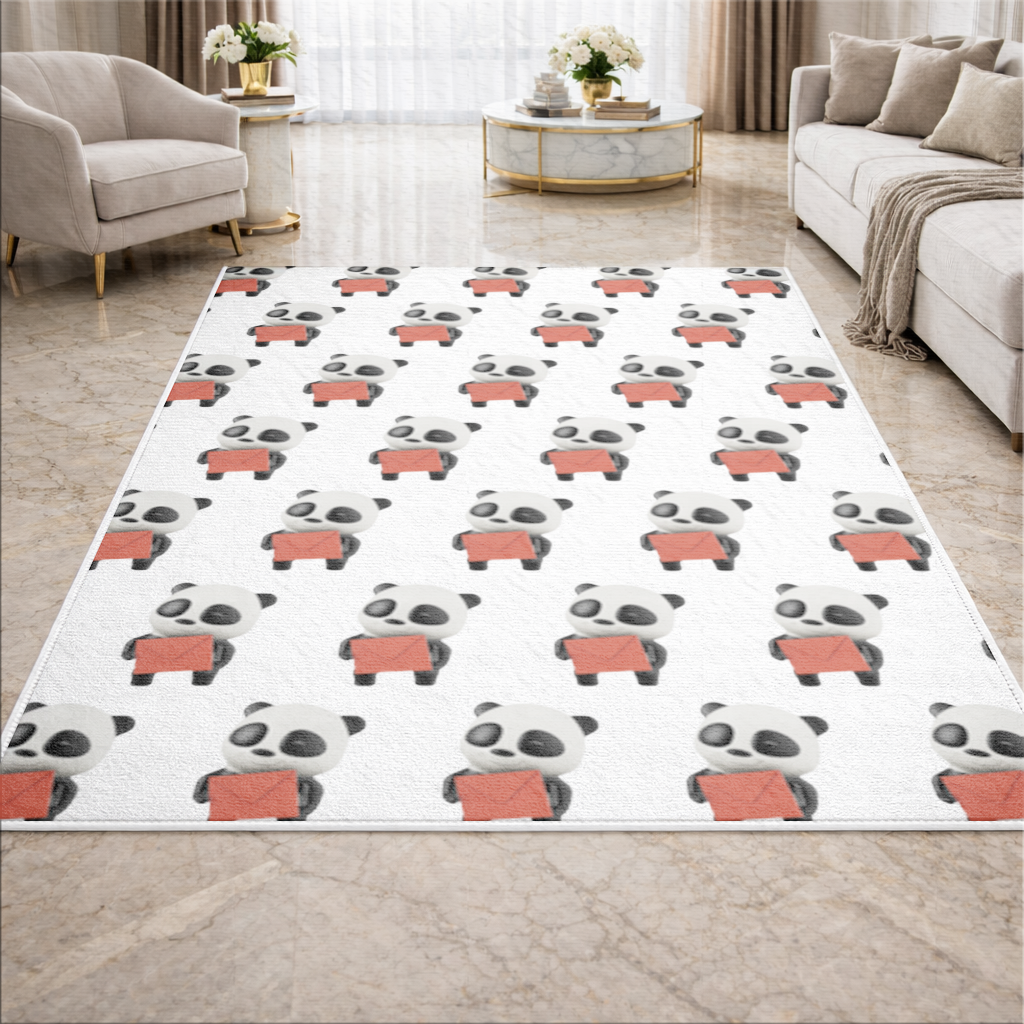 Happy Panda Character Holding Red Envelope Living room carpet