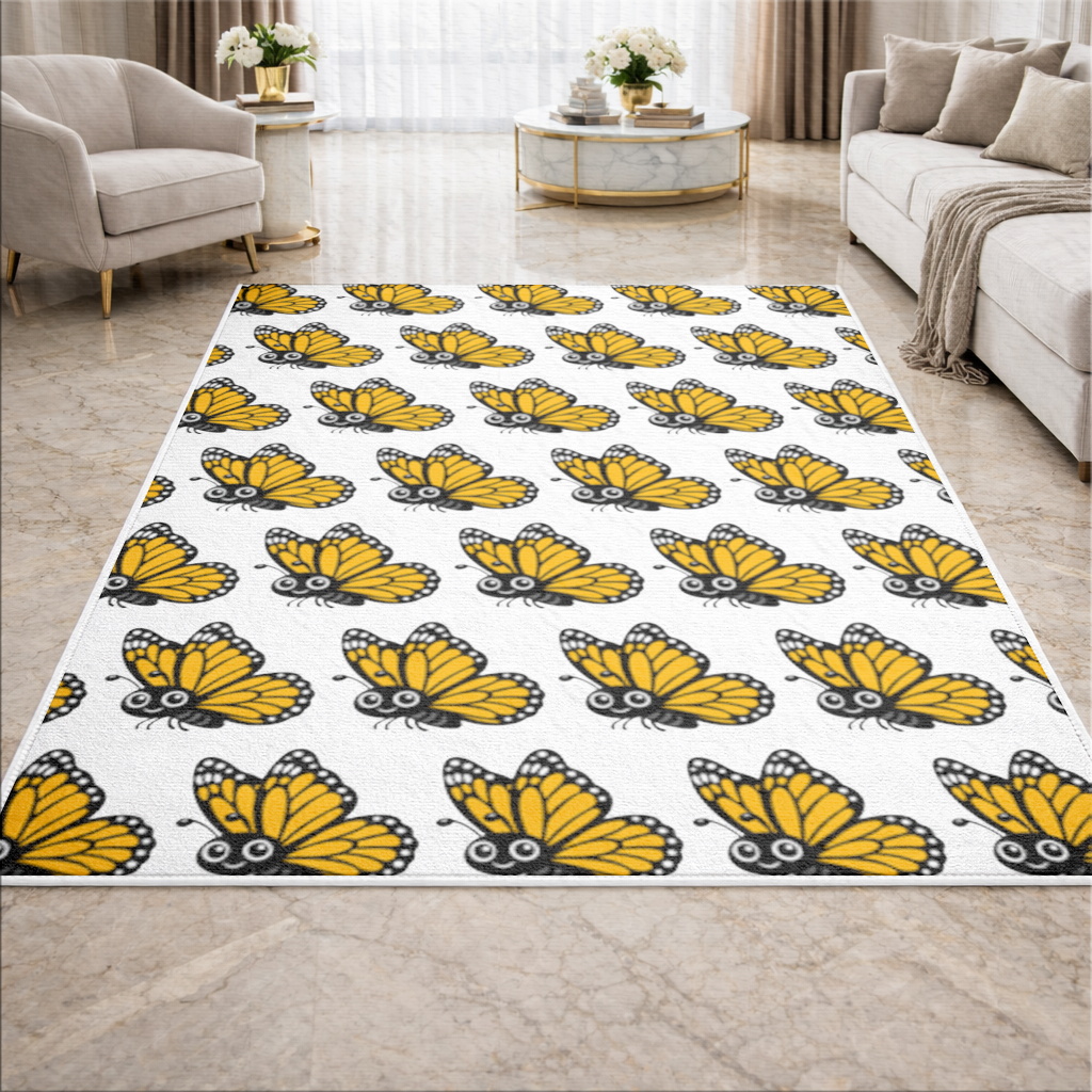 Smiling Orange Monarch Butterfly Character Living room carpet