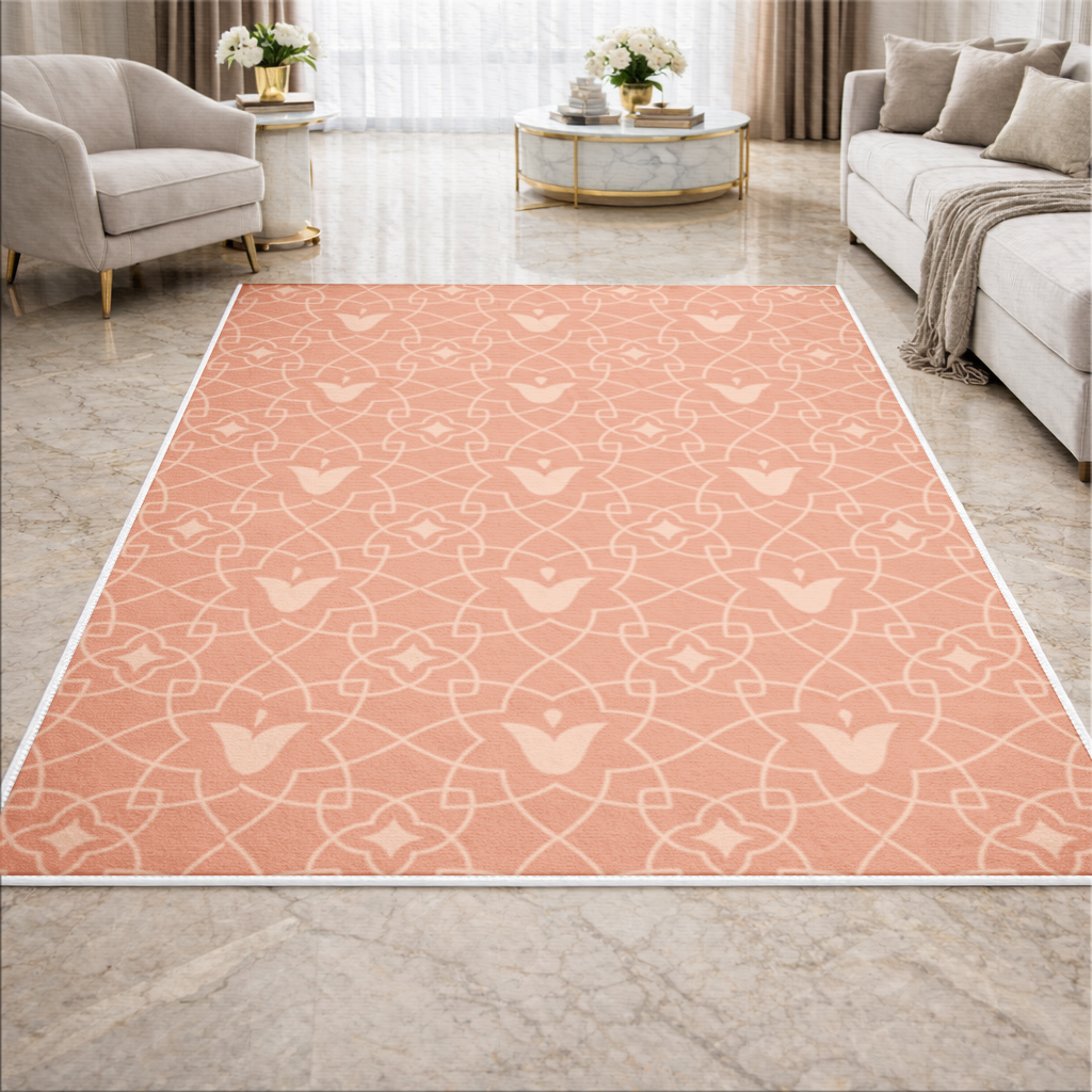 Modern Geometric Linear Terracotta Pattern Living room carpet