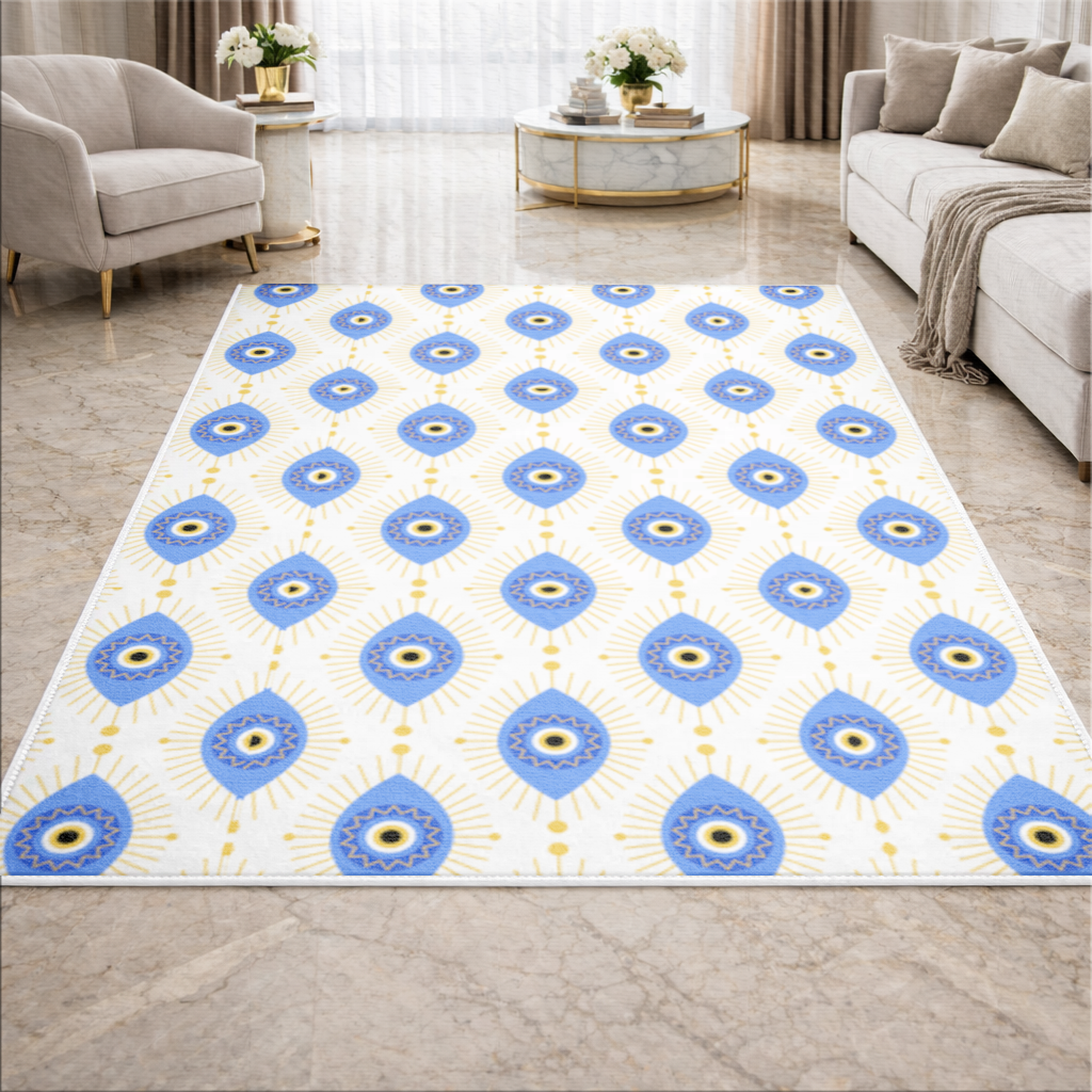 Modern Nazar Boncuğu Deseni Salon Halısı